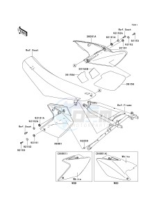 KLX 450 A [KLX450R] (A8F-A9F) A9F drawing SIDE COVERS