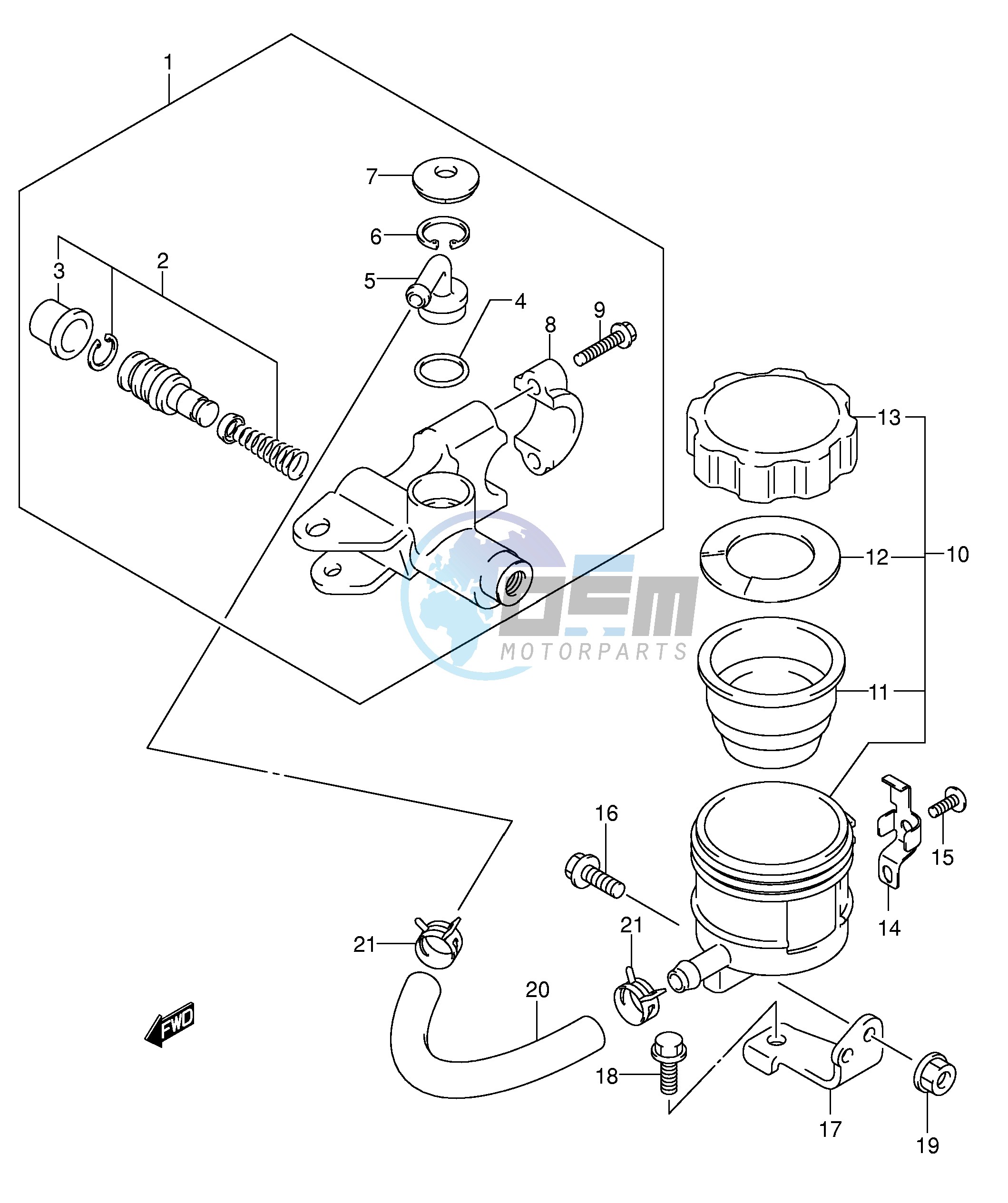 FRONT MASTER CYLINDER (SEE NOTE)