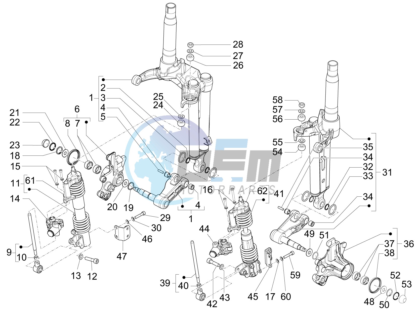 Front fork components (Mingxing)