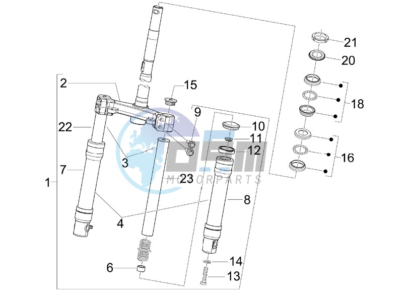 Fork steering tube - Steering bearing unit