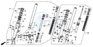 ST1100 drawing FRONT FORK (ST1100AT/AV/AW)