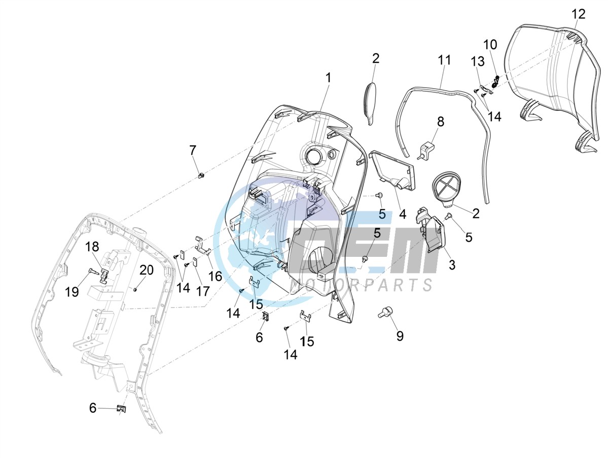 Front glove-box - Knee-guard panel