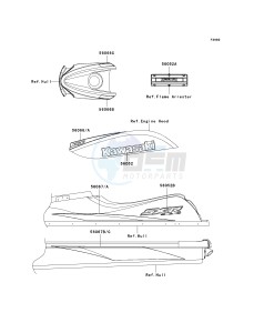 JS 800 A [800 SX-R] (A6F-A9F) A6F drawing DECALS-- GREEN- --- A6F- -