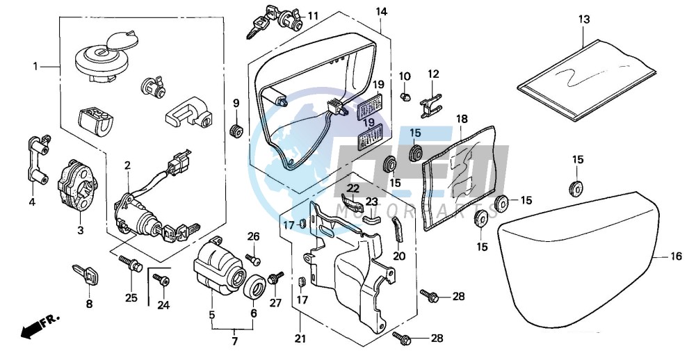 SIDE COVER/KEY SET (VT1100C2)