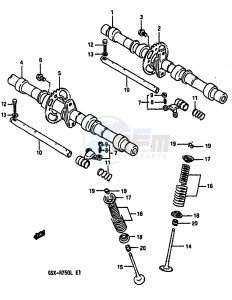 GSX-R750 (J-K-L) drawing CAM SHAFT-VALVE (MODEL J K)