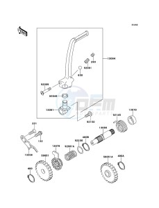 KX65 KX65ADF EU drawing Kickstarter Mechanism