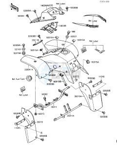 KSF 250 A [MOJAVE 250] (A1-A2) [MOJAVE 250] drawing FRONT FENDER -- KSF250-A2- -