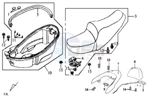 JOYRIDE 125 drawing BUDDYSEAT - HELMET BOX