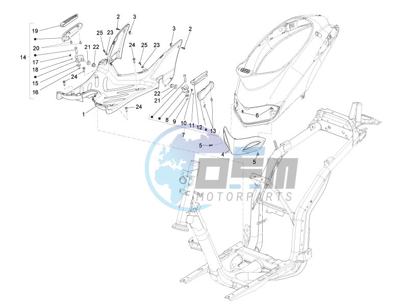 Central cover - Footrests