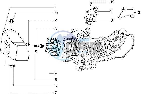 Cylinder head - Cooling hood - Inlet and induction pipe