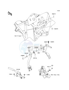 KAF 400 C [MULE 610 4X4 HARDWOODS GREEN HD] (C6F-C9F) C9F drawing BRAKE PEDAL_THROTTLE LEVER