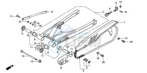 NSR50S drawing SWINGARM/CHAIN CASE