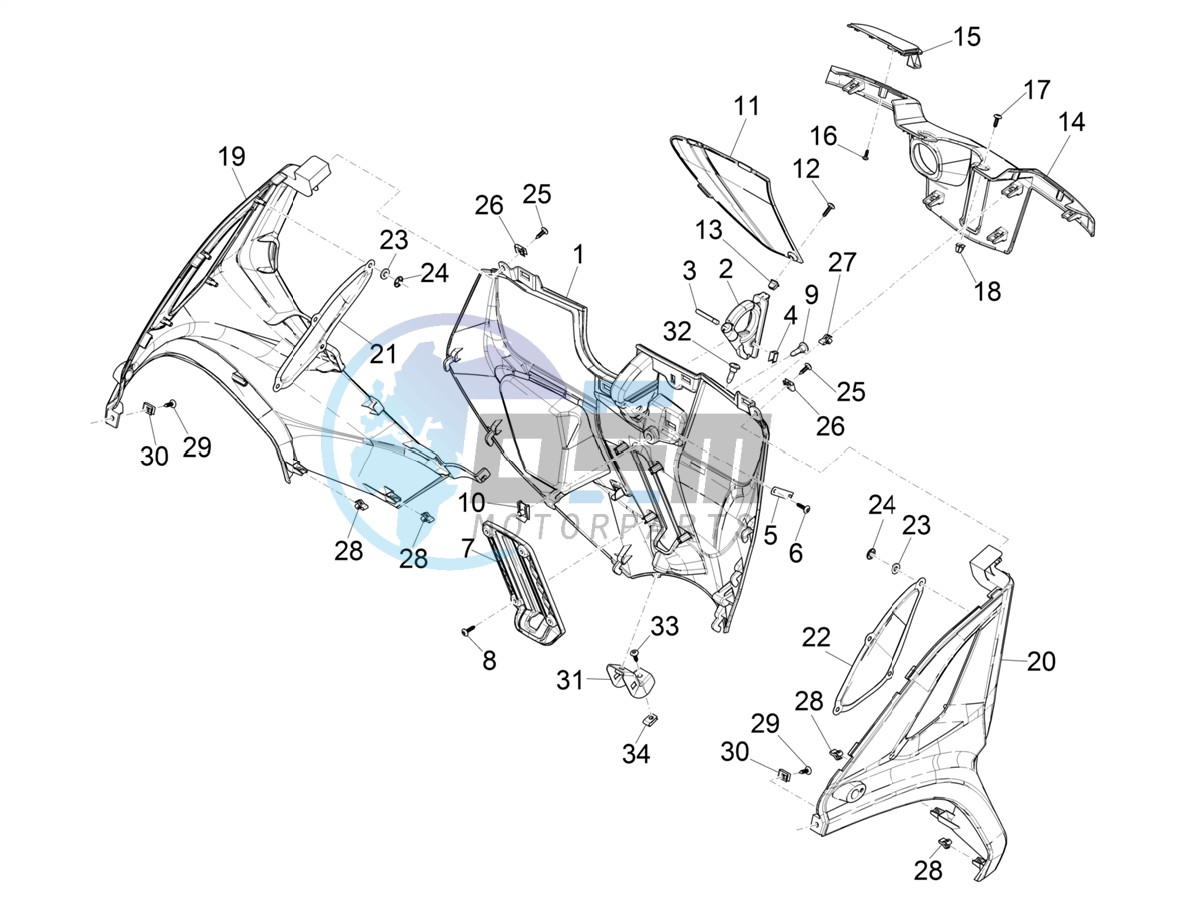 Front glove-box - Knee-guard panel