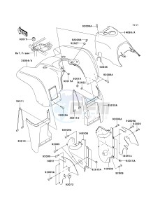 KVF 400 C [PRAIRIE 400 4X4] (C1-C4) [PRAIRIE 400 4X4] drawing FRONT FENDER-- S- -