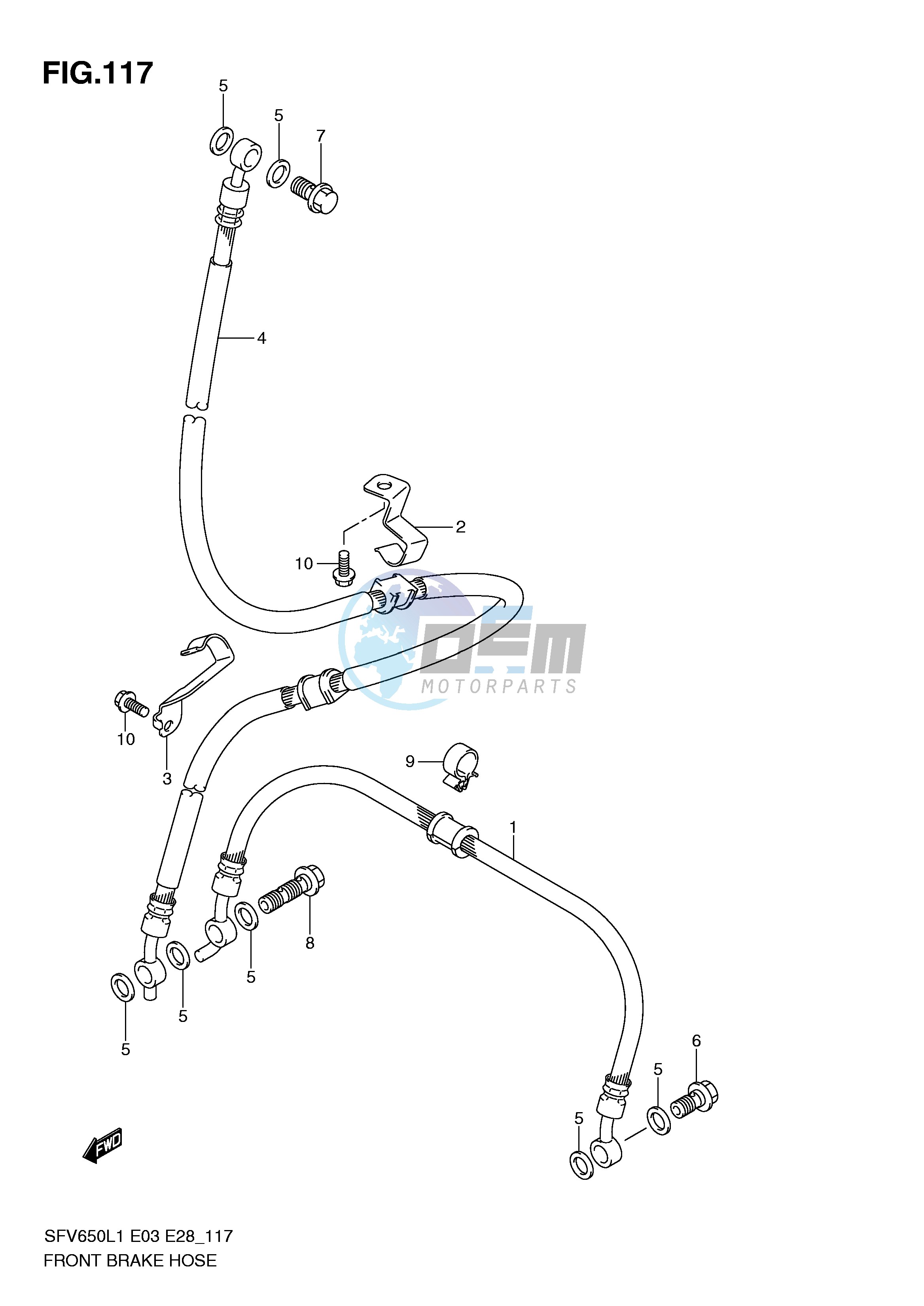 FRONT BRAKE HOSE (SFV650L1 E28)