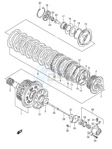 GSX-R1100W (E28) drawing CLUTCH (MODEL S T V W)