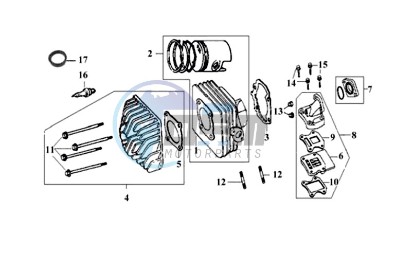 CYLINDER MET PISTON / CYLINDER HEAD