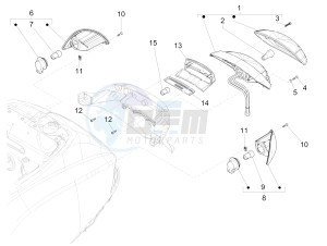 S 150 4T 2V ie E3 College drawing Tail light - Turn signal lamps