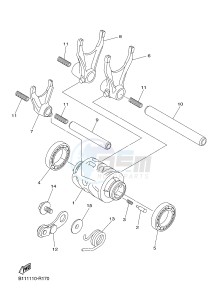 YZ450F (B115 B116 B117) drawing SHIFT CAM & FORK