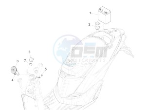 LIBERTY 150 150 IGET 4T 3V IE ABS (APAC) drawing Remote control switches - Battery - Horn