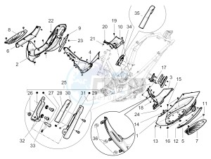 Beverly 125 RST 4T 4V ie E3 drawing Central cover - Footrests