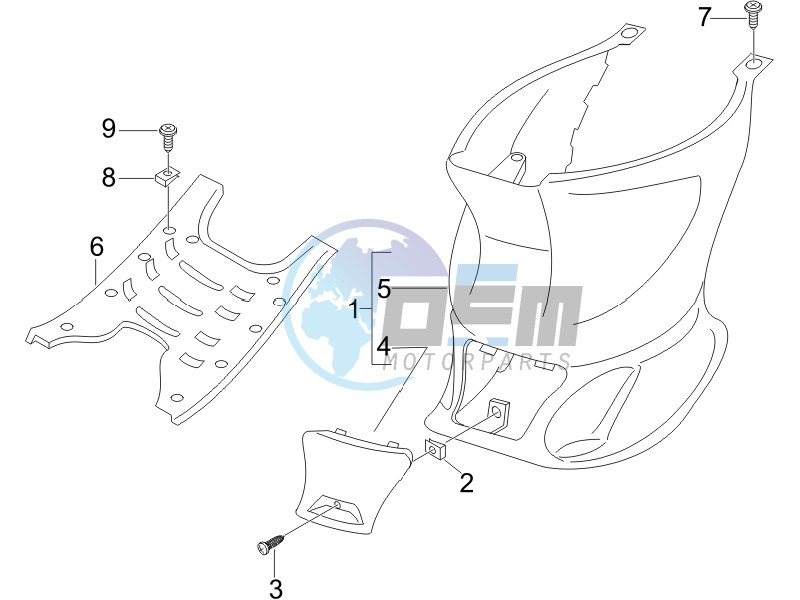 Central cover - Footrests