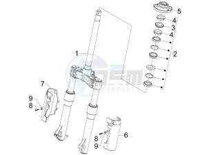 Beverly 250 drawing Fork steering tube - Steering bearing unit