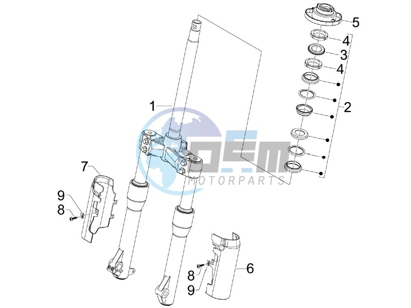 Fork steering tube - Steering bearing unit