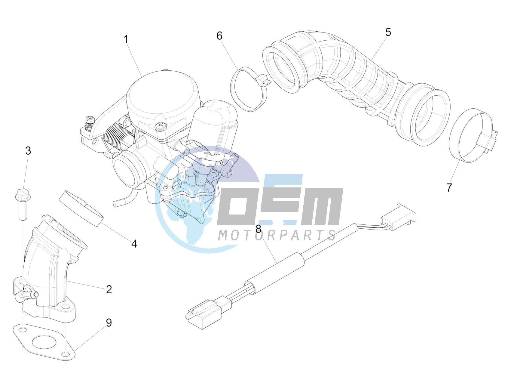 Carburettor, assembly - Union pipe