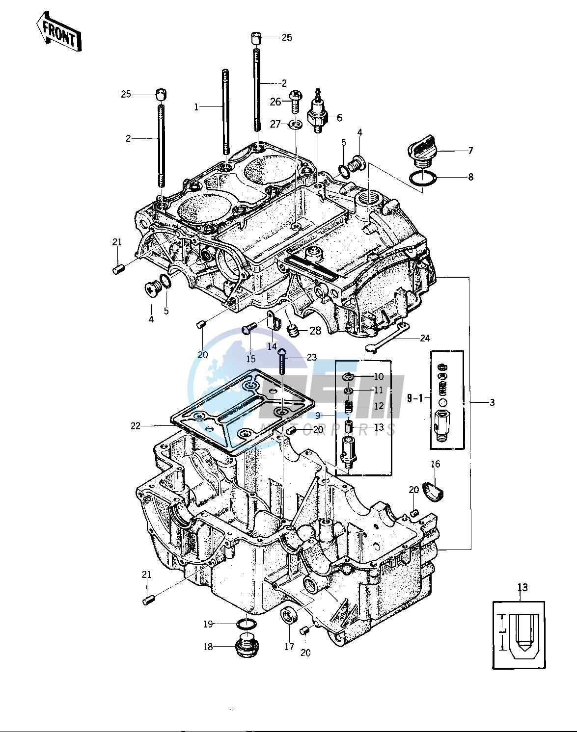 CRANKCASE -- 76 -77 KZ400 - D3_D4- -