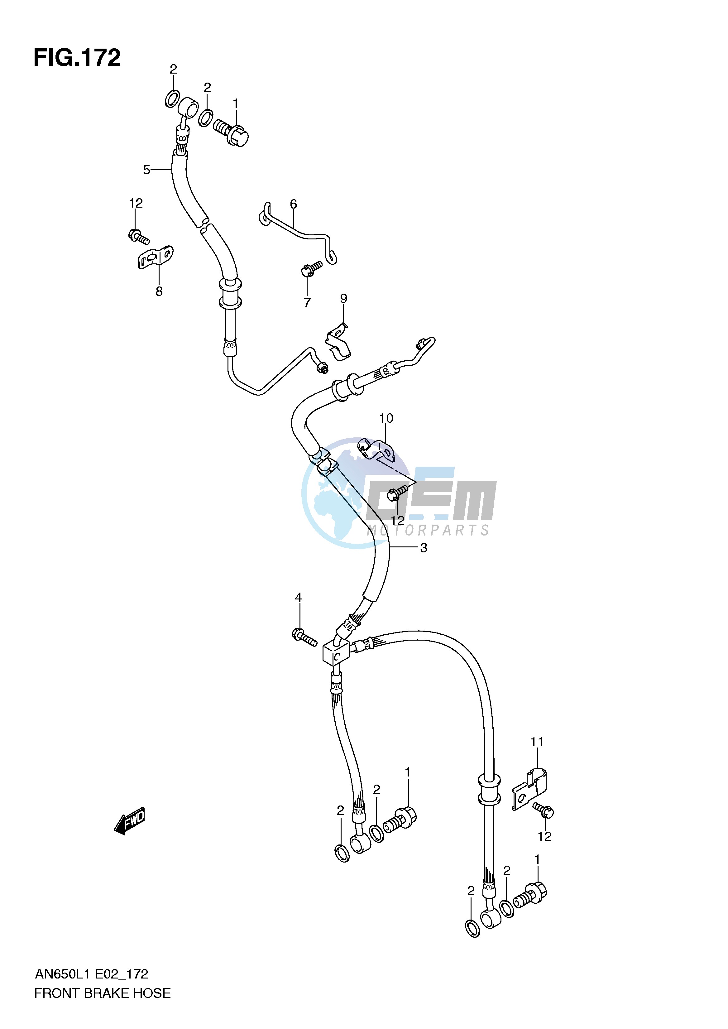 FRONT BRAKE HOSE (AN650AL1 E2)