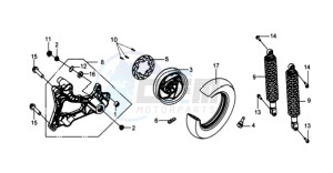 GTS 125 EVO drawing REAR WHEEL / REAR SUSPENSION