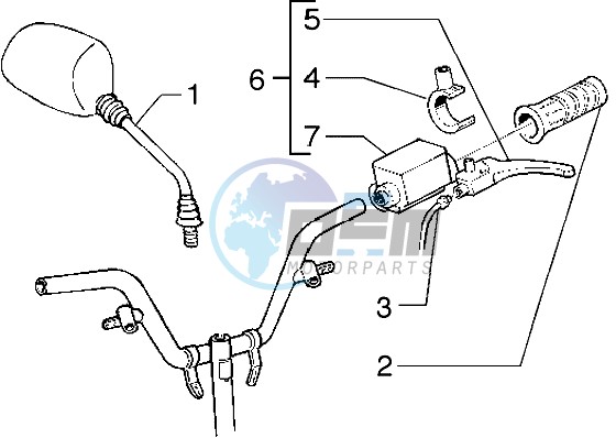 Handlebars component parts (Vehicle with rear hub brake)