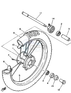 TT A 350 drawing FRONT WHEEL