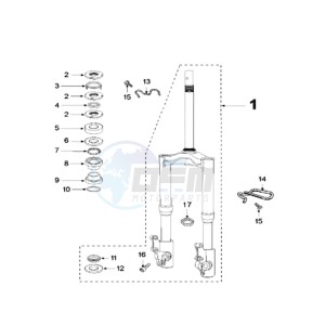 FIGHT 3 X drawing FRONT FORK / STEERINGHEAD