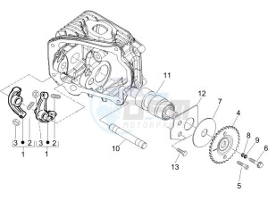 Liberty 125 4t Sport drawing Camshaft - Rocking levers support unit