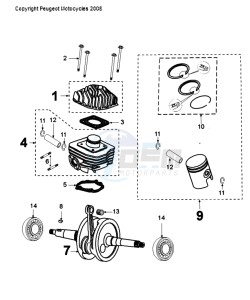 CITYSTAR 50 drawing CRANKSHAFT AND CYLINDER