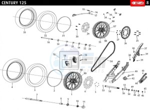 CENTURY-125-E4-BLACK drawing WHEELS - CHAIN - SWING ARM