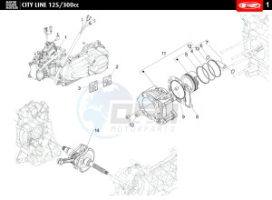 CITYLINE-IE-125-300-BLACK drawing MOTOR COMPLETE - CILINDER - CRANKSHAFT  300 cc