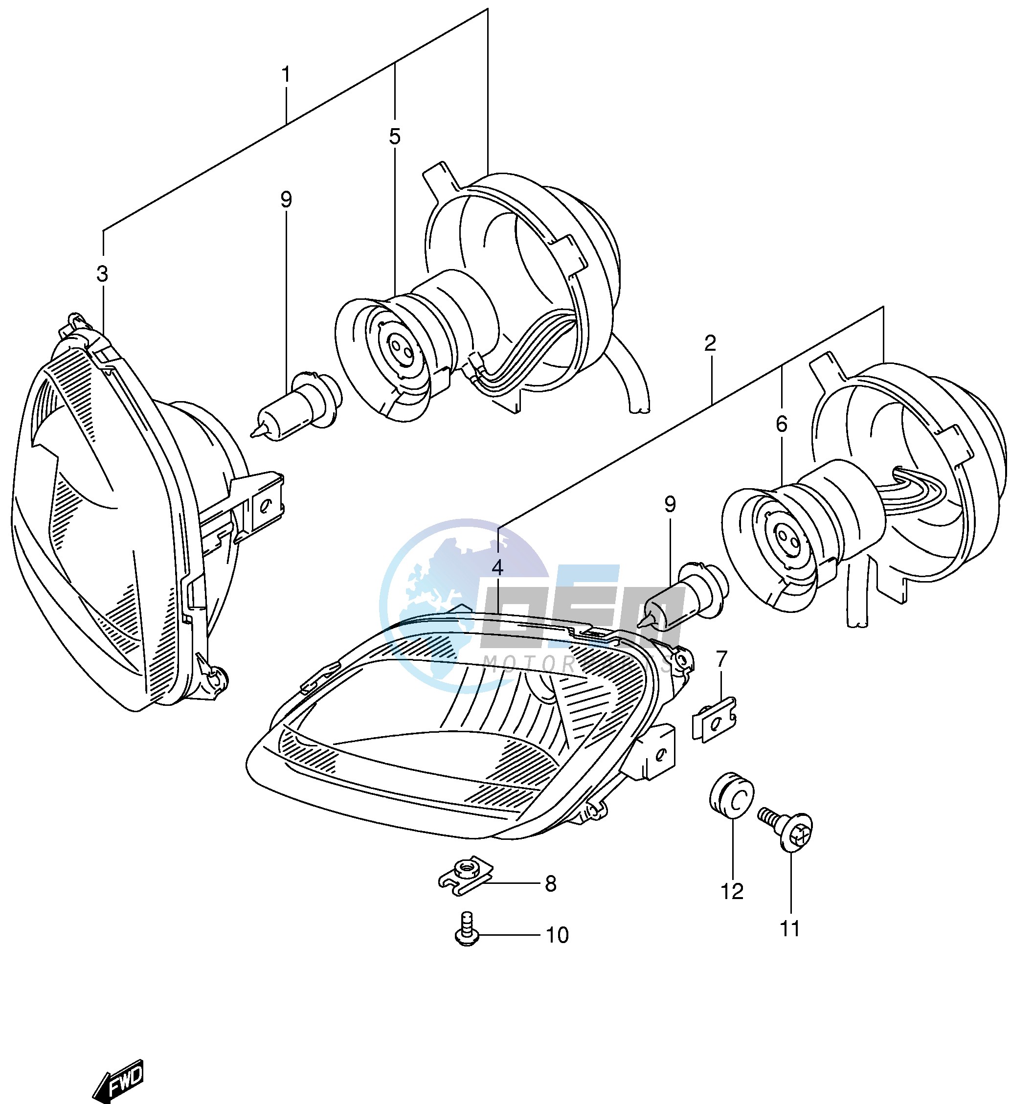 HEADLAMP (LT-F250K2 K3 K4 K5 K6 E17,E24)