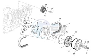 Scarabeo 125-200 e3 (eng. piaggio) drawing Variator assembly