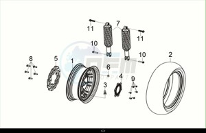 CRUISYM a 300 (LV30W2Z1-EU) (M2) drawing RR. CAST WHEEL-RR CUSHION