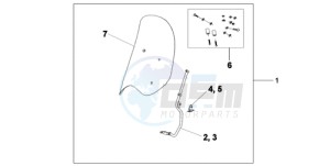 SH300A9 France - (F / ABS CMF) drawing WINDSHIELD WITHOUT KNUCKLE VISOR