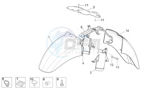 Scarabeo 125-250 e2 (eng. piaggio) drawing Front body - Front mudguard