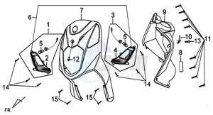 X'PRO 50 (45 KMH) (AE05W4-FR) (L4-M1) (M1 - 2021) drawing FRONT COVER / INNER LEG SHIELD / INDICATORS