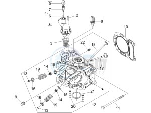 Beverly 250 e3 drawing Cilinder head unit - Valve