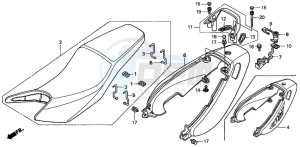 CB600F2 CB600S drawing SEAT/SEAT COWL