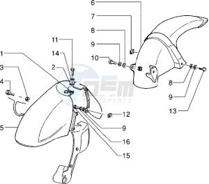 Skipper 125 drawing Front and rear mudguard