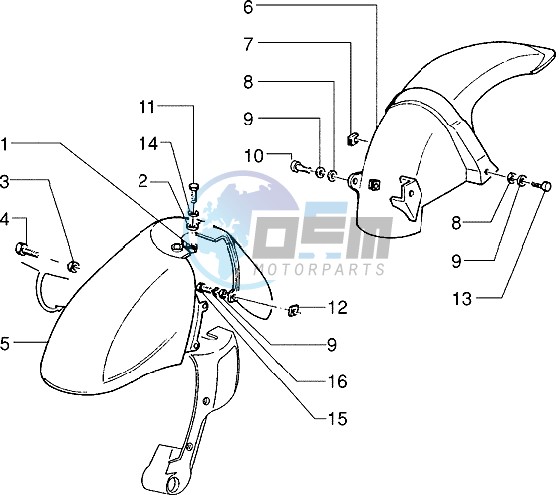 Front and rear mudguard