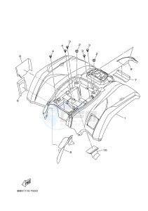 YFM450FWB YFM45KDXJ KODIAK 450 (BJ53) drawing REAR FENDER